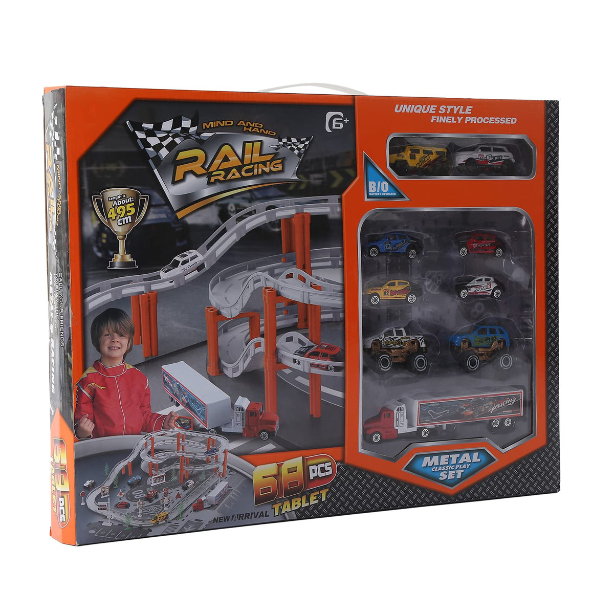 Assembly Track Toy Set with 9 Cars for Kids (CM557-50 Racing car)