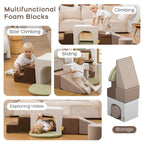7PC Kids Foam Climbing Blocks Playset Indoor Soft Toy, Gray