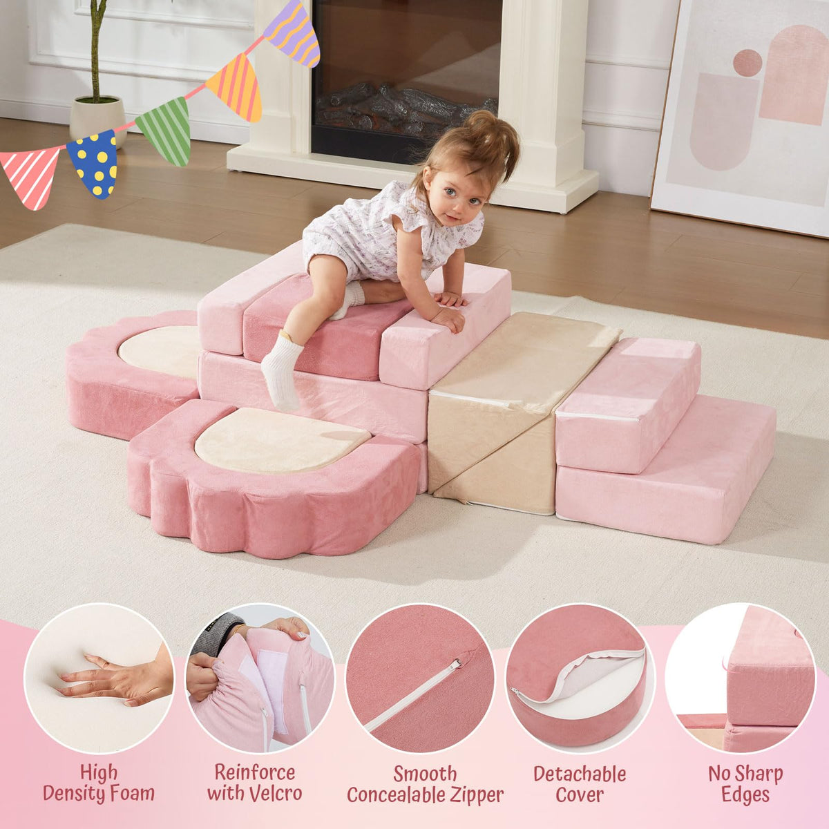 Foam Climbing Toys, 13pcs Soft Play Climbing Blocks