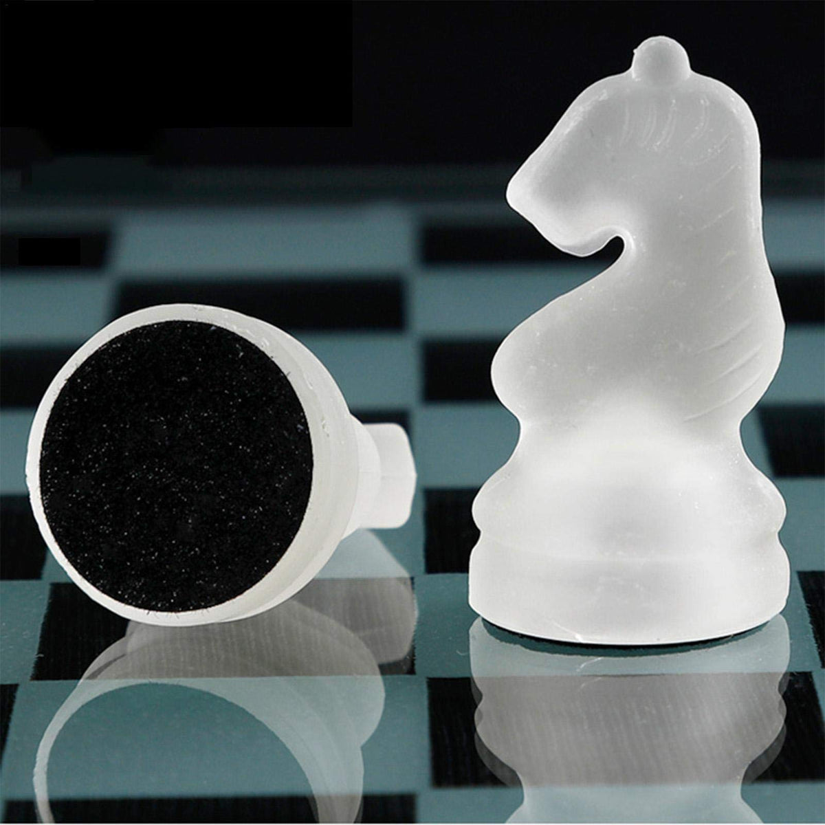 Handcrafted Chess Pieces - Portable Travel Sets - Bonus Glass Checkers Pieces - Educational Board Game Toy with 4 Damping Pads 3 Siz