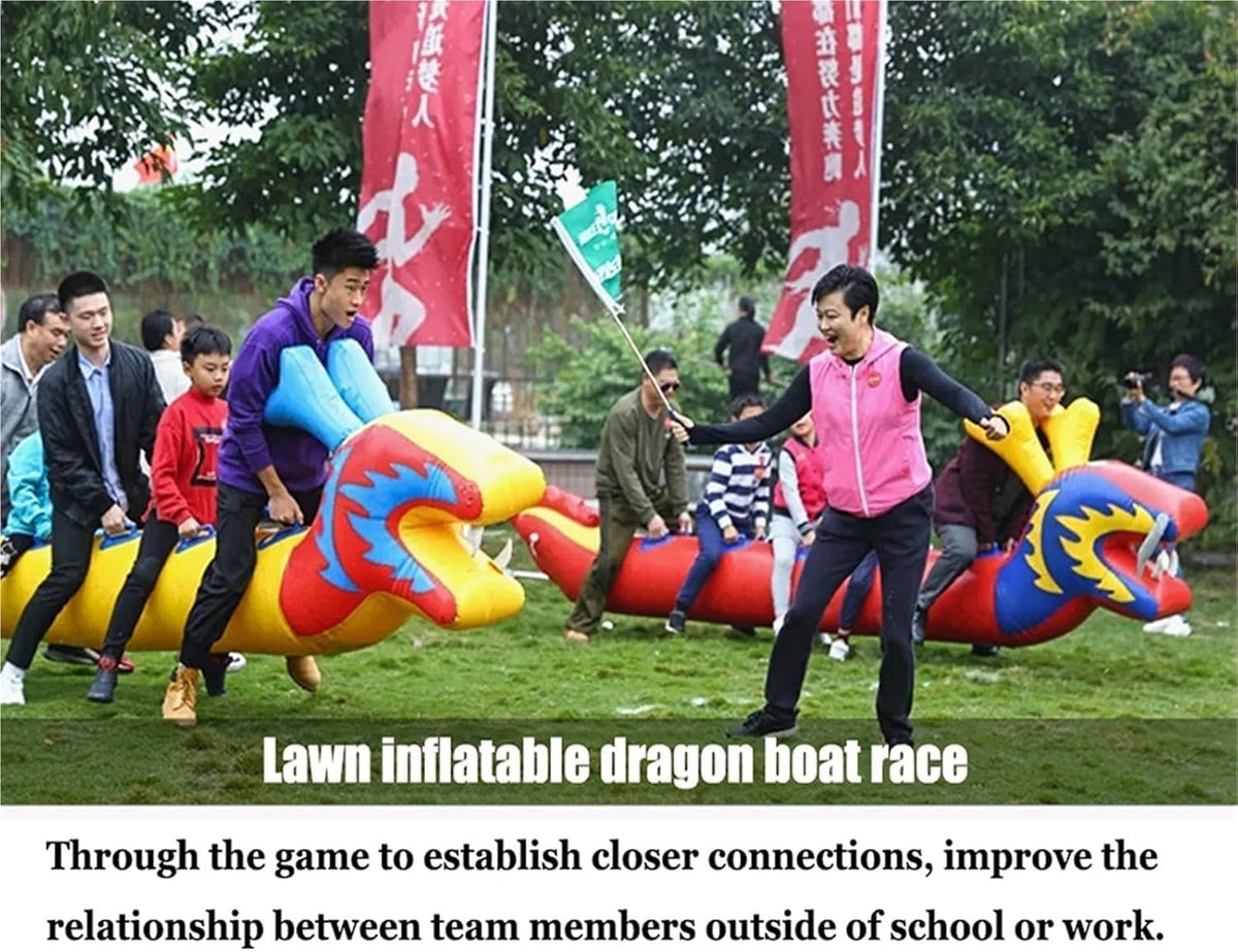 Fun Team Collaboration Competition Game Land Dragon Boat Inflatable Toy, 1-Piece Set(10 Seats)