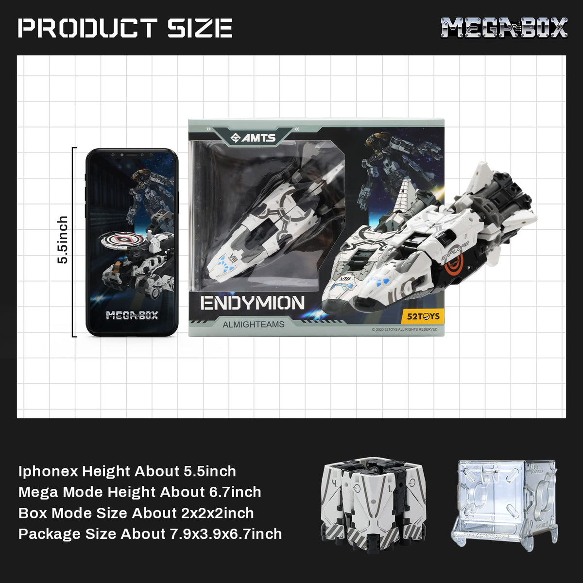 52TOYS MEGABOX MB-25 ENDYMION Deformation Toys Action Figure, Converting Toys in Mecha and Cube, Perfect Birthday Party Gift for Teens and Adults