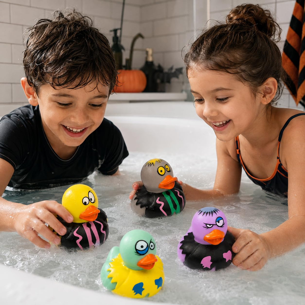 400 Pack Halloween Zombie Rubber Duck Toy Duckies for Kids, Bath, Birthday Baby Showers Summer Beach and Pool Activity, 2 Inches