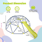 Costzon Kids Climbing Dome with Extended Wavy Slide, 13.3FT Kids Jungle Gym Monkey Bar for Outdoor, Indoor Geometric Dome Climber Playground, Climbing Toys for 3-10 Boys Girls Backyard Gift