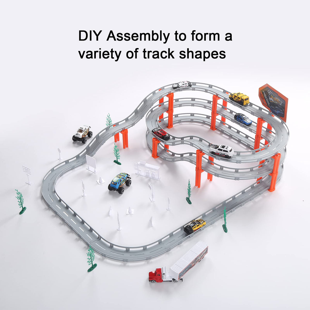 Assembly Track Toy Set with 9 Cars for Kids (CM557-50 Racing car)