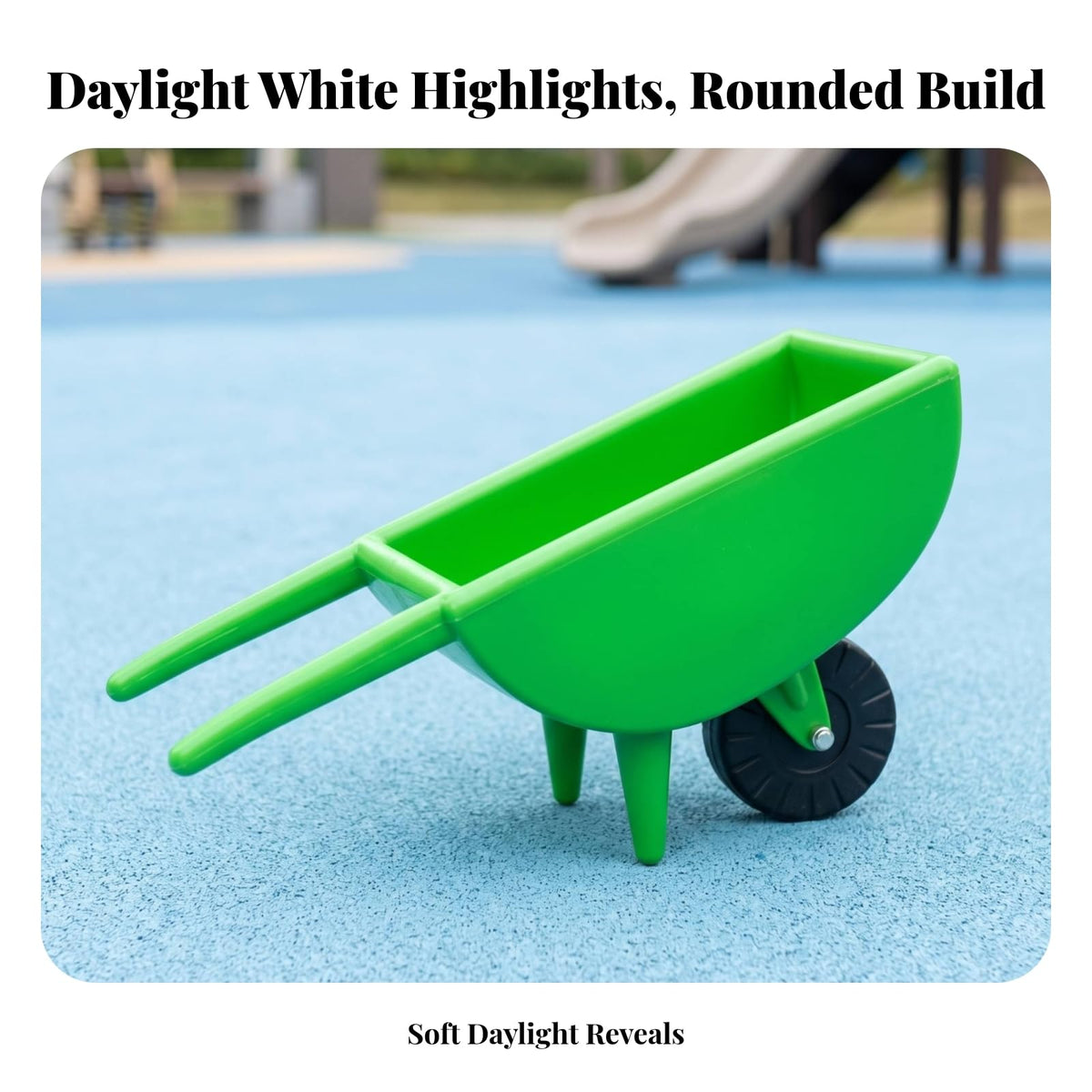 Children Push Cart Toy with Single Wheel Long Front Handles Deep Open Tub Molded Body Built in Support Legs Suitable for Outdoor Garden Role Play, Yellow