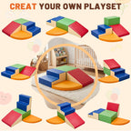 4-Pieces Climbing Toys for Toddlers (XL Size): PU Leather - Soft Play Climbing for Toddlers - Extra Large Foam Climbing Blocks for Crawling and Sliding Indoor Playground for Kids