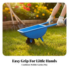 Children Push Cart Toy with One Wheel Long Front Handles Deep Open Body Molded Construction Stable Support Legs Suitable for Outdoor Exploration, Green