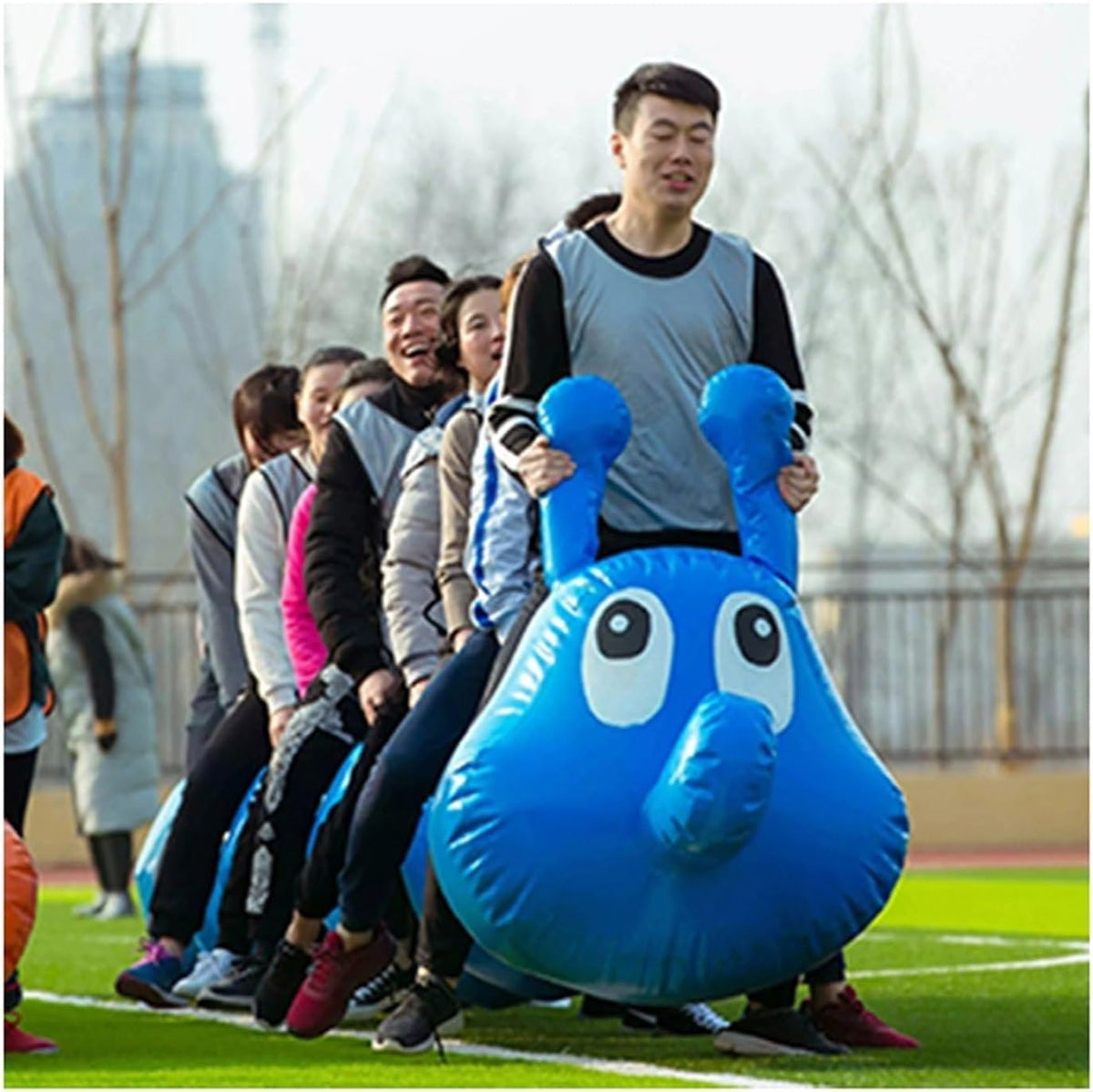 Fun Games Inflatable Toys Equipment Team Building 1pc(Blue,7 Seats)