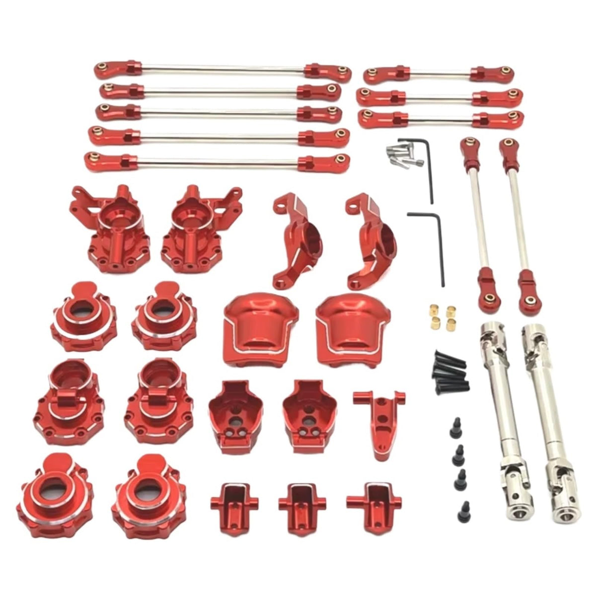 for HB for Toys R1001 R1002 R1003 1/10 Portal Axle Gear Housing Diff Cover Axle Mouwnt Drive Shaft Link Kit RC Car Upgrade Parts RC Car Parts(Silver)