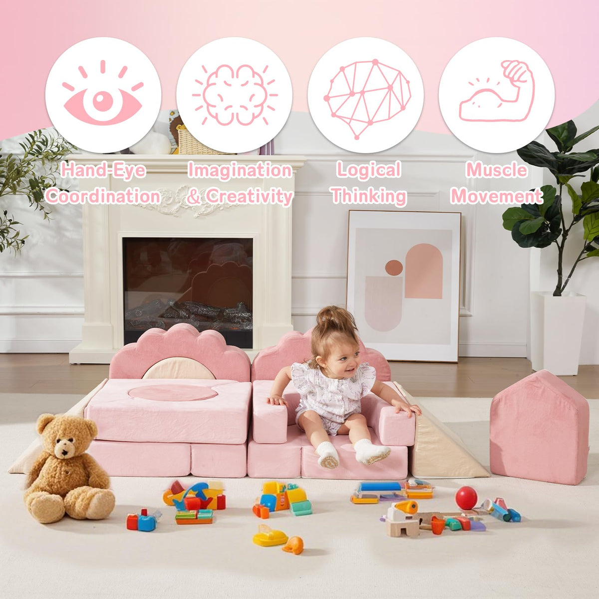 Foam Climbing Toys, 13pcs Soft Play Climbing Blocks