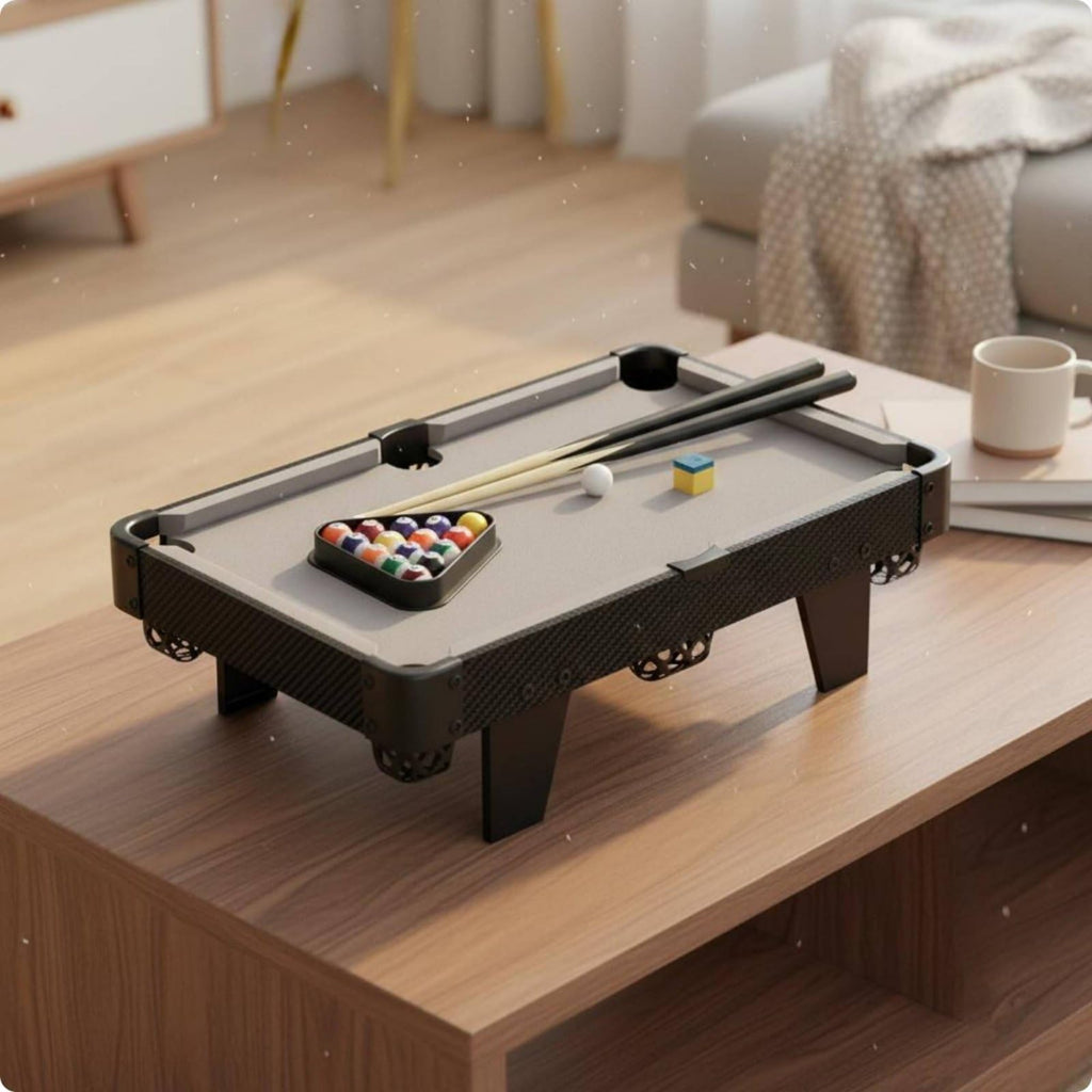 Colaxi Children Billiards Game Tabletop Toy with Ball Set Cues Triangle Frame and Resin Material for Family Interaction and Entertainment Suitable for Holiday Gatherings