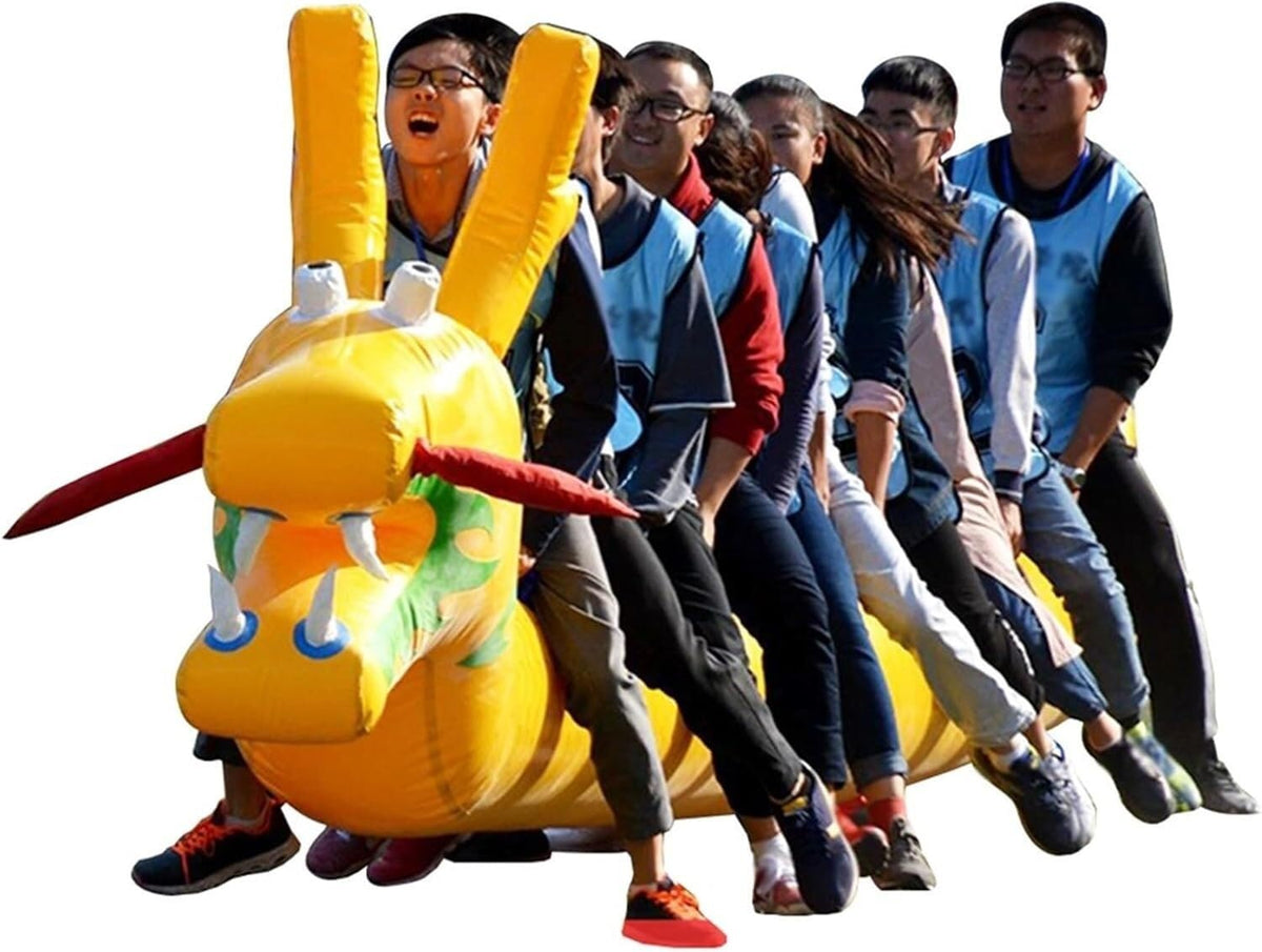 Fun Team Collaboration Competition Game Land Dragon Boat Inflatable Toy, 1-Piece Set(5 Seats)