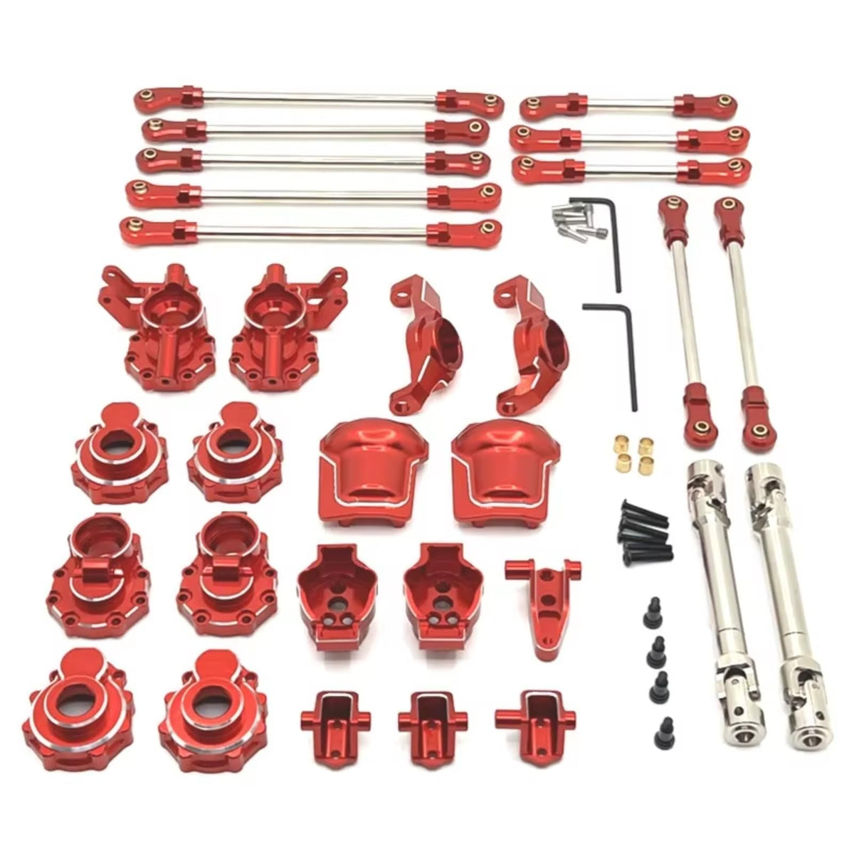 for HB for Toys R1001 R1002 R1003 1/10 Metal Portal Axle Gear Housing Diff Cover Axle Mount Drive Shaft Link Kit RC Car Upgrade Parts RC Car Parts(Red)
