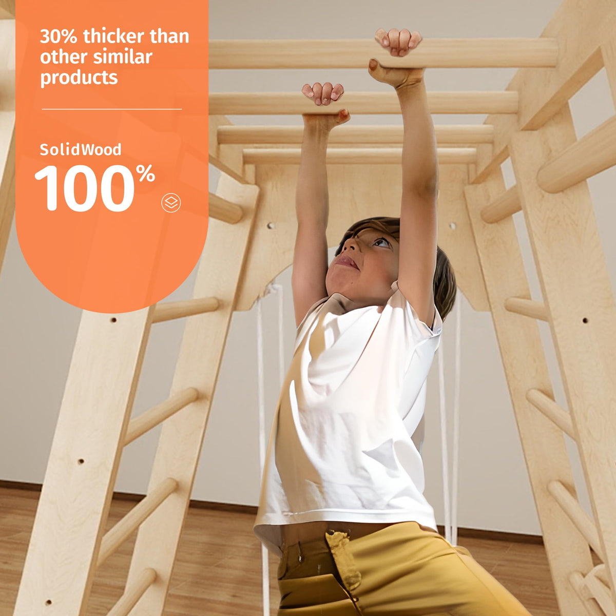Indoor Jungle Gym for Toddlers, 8-in-1 Wooden Montessori Climbing Toys with Slide, Swing, Rock Wall, Rope Ladder, Monkey Bars – Indoor Playground for Kids Ages 1-8