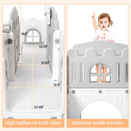 8 in 1 Toddler Slide Indoor Playground, Indoor Slide Toddler Playset for Toddlers 1-3, Kids Outdoor Playground with Basketball Hoop, Climber, Crawling Tunnel, Telescope, Toy Storage