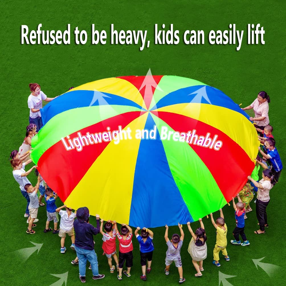 1-12M Kindergarten Rainbow Parachute Toy, Kids Balance Coordination Teamwork Game Gymnastics Parachute, Lightweight and Easy to Operate (Size : 11m/36.08ft)