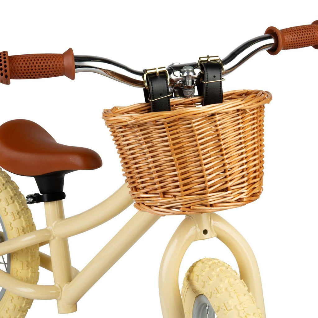 Bigjigs Toys Cream Balance Bike with Basket - Pedal-Free Toddler Bikes, Training Bicycles, Learning Cycling, Fun Outdoor Activity, Gifts for Children Aged 3+