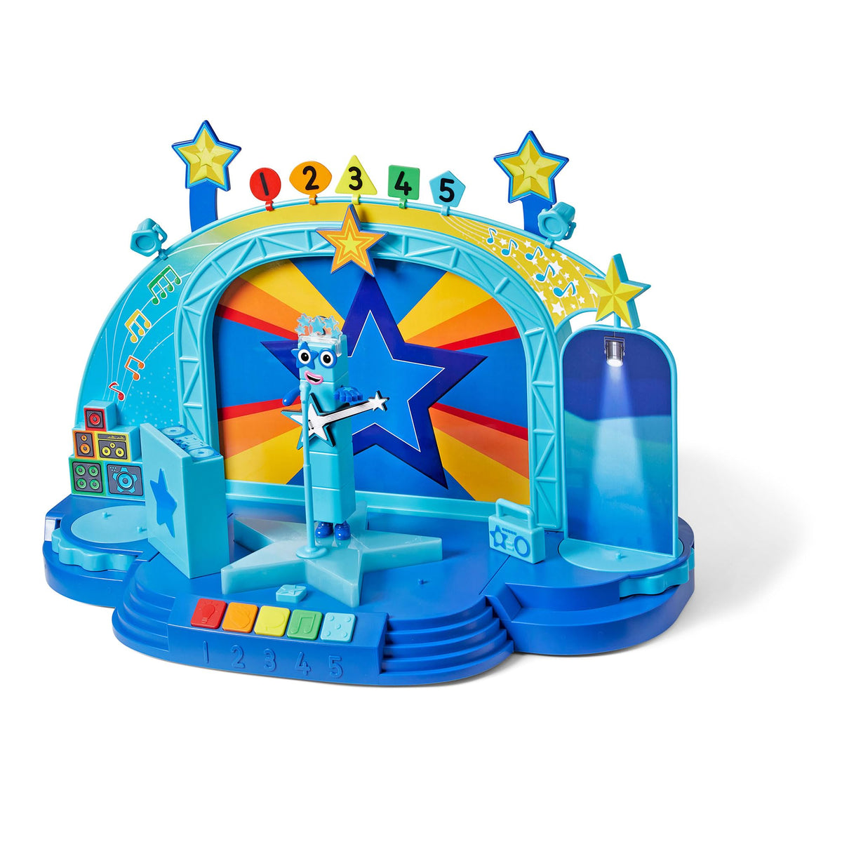 hand2mind-Block Number 5 Learning Resources Numberblock Five's Magic Superstar Scene Toys for 3 Year Old Boys and Girls, Deluxe Set with Five Figure Included, HM96095-UK, Multi