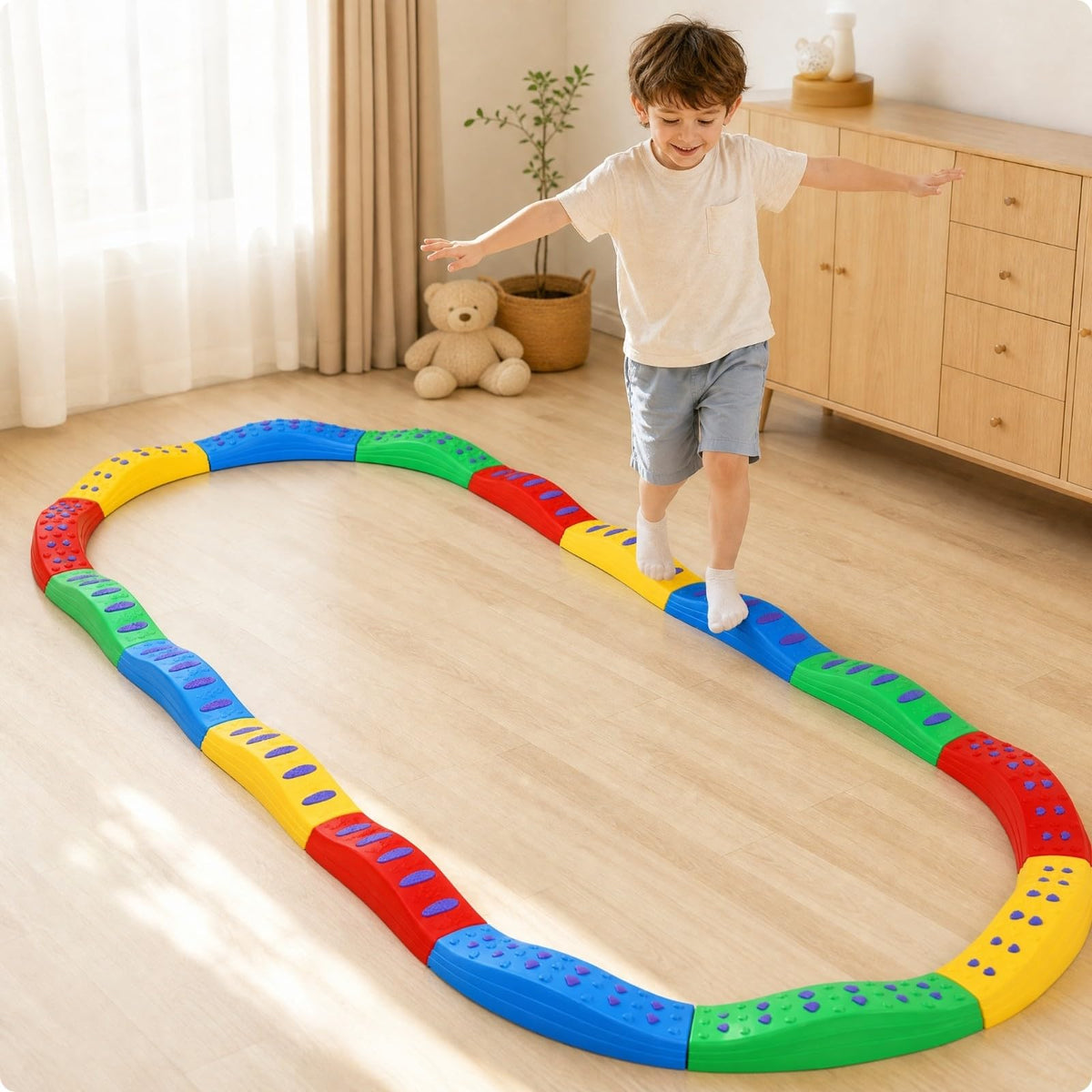 20 Pieces Textured Balance Training Course Anti-Slip Sensory Stepping Stones Set Indoor Outdoor Active Play Toy for Young Children, Style D