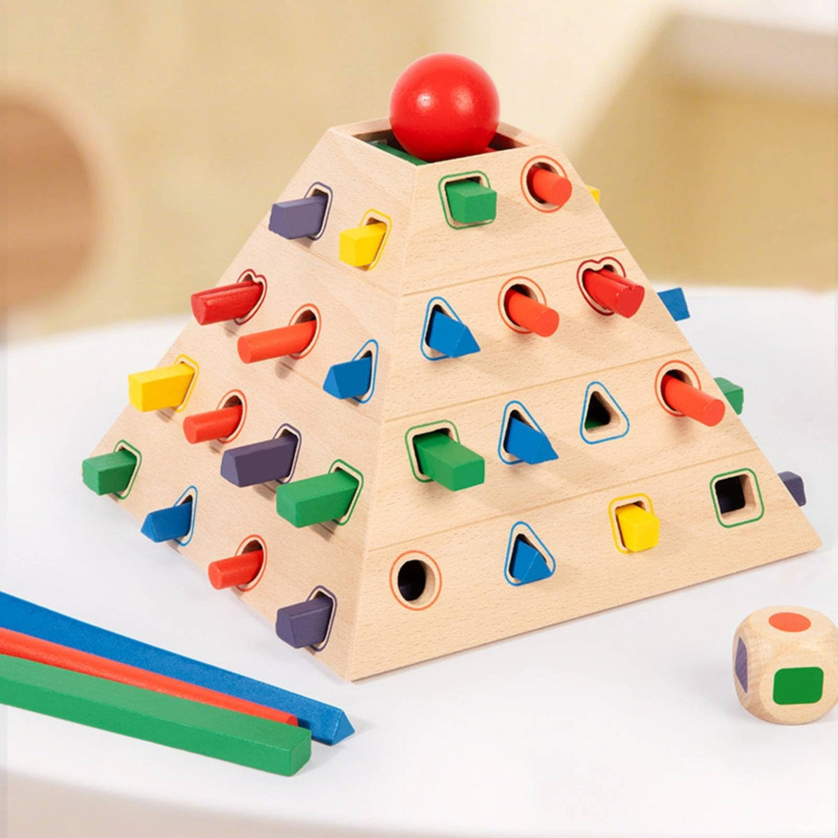 Amagogo Children Balance Game Wooden Pyramid Balance Game Toy Stacking Game Puzzle Game Strategy Game with Interactive Tabletop Activity for Head to Head Play