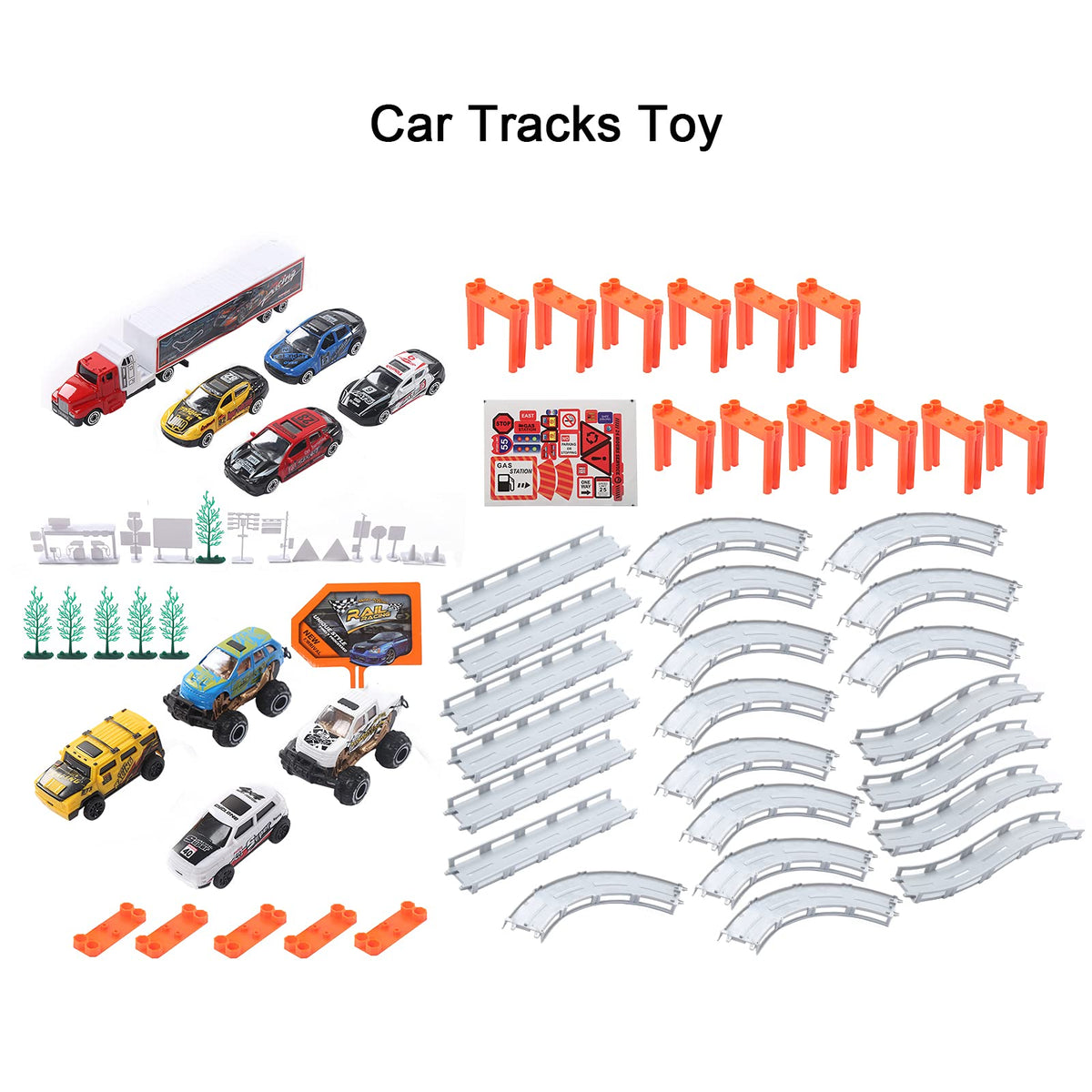 Assembly Track Toy Set with 9 Cars for Kids (CM557-50 Racing car)