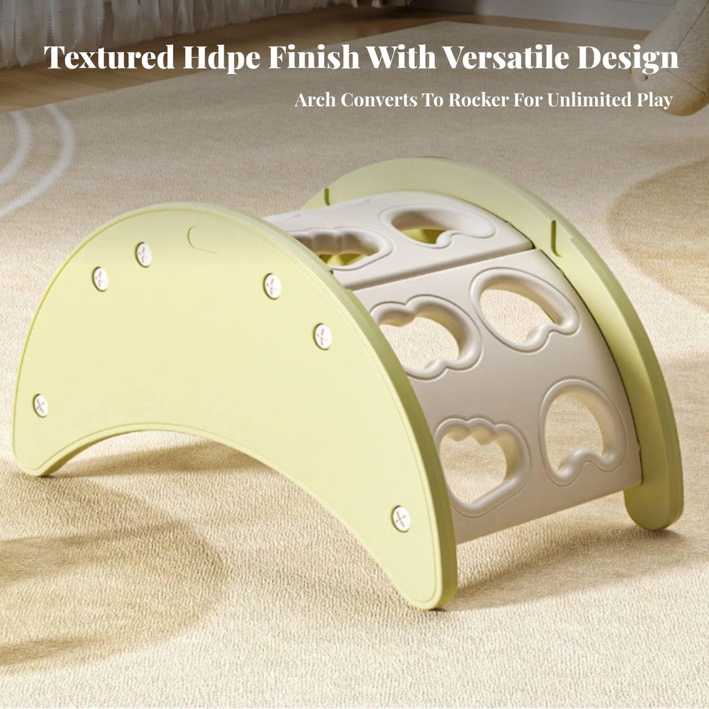Compact ClimbingArch | Child-Friendly, Rocking Arch, Curved, Toy, for Playroom, Young Children, Kids, Yelloe
