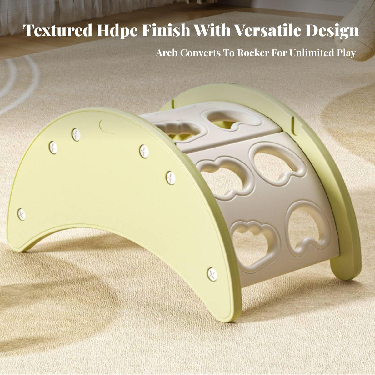 Compact ClimbingArch | Child-Friendly, Rocking Arch, Curved, Toy, for Playroom, Young Children, Kids, Yelloe