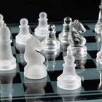 Crystal Glass Chess Portable Travel Chess Frosted Clear Chess Pieces Luxury Classic Interactive Game Educational Toy Gift Board Set (Size : Large)