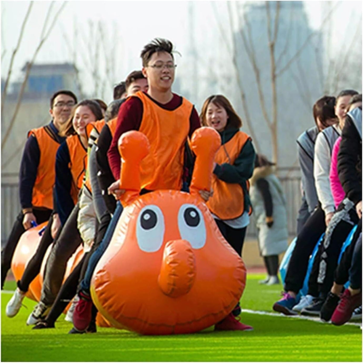 Fun Games Inflatable Toys Equipment Team Building 1pc(Blue,7 Seats)