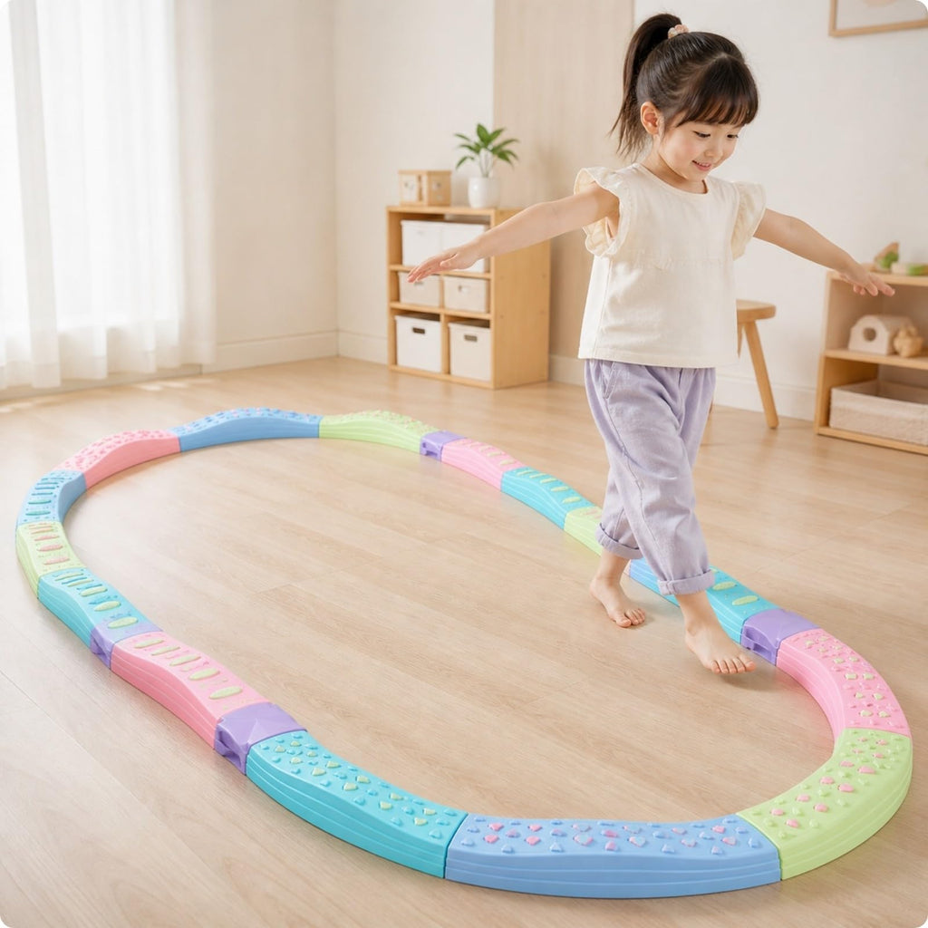 20 Pieces Textured Balance Training Course Anti-Slip Sensory Stepping Stones Set Indoor Outdoor Active Play Toy for Young Children, Style D