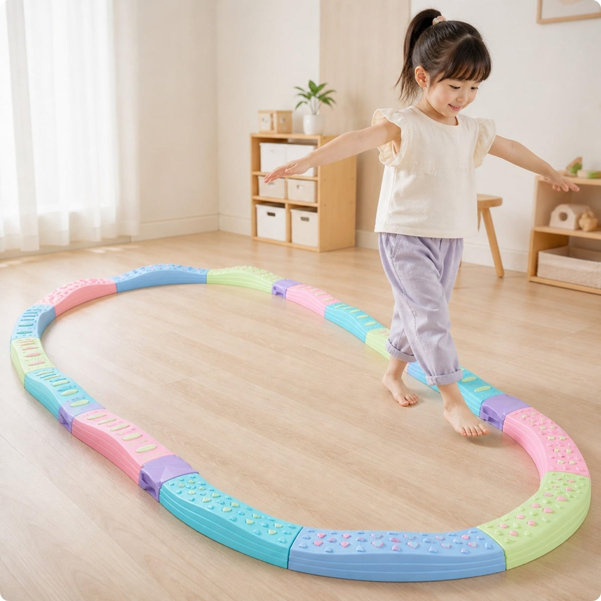 20 Pieces Textured Balance Training Course Anti-Slip Sensory Stepping Stones Set Indoor Outdoor Active Play Toy for Young Children, Style D