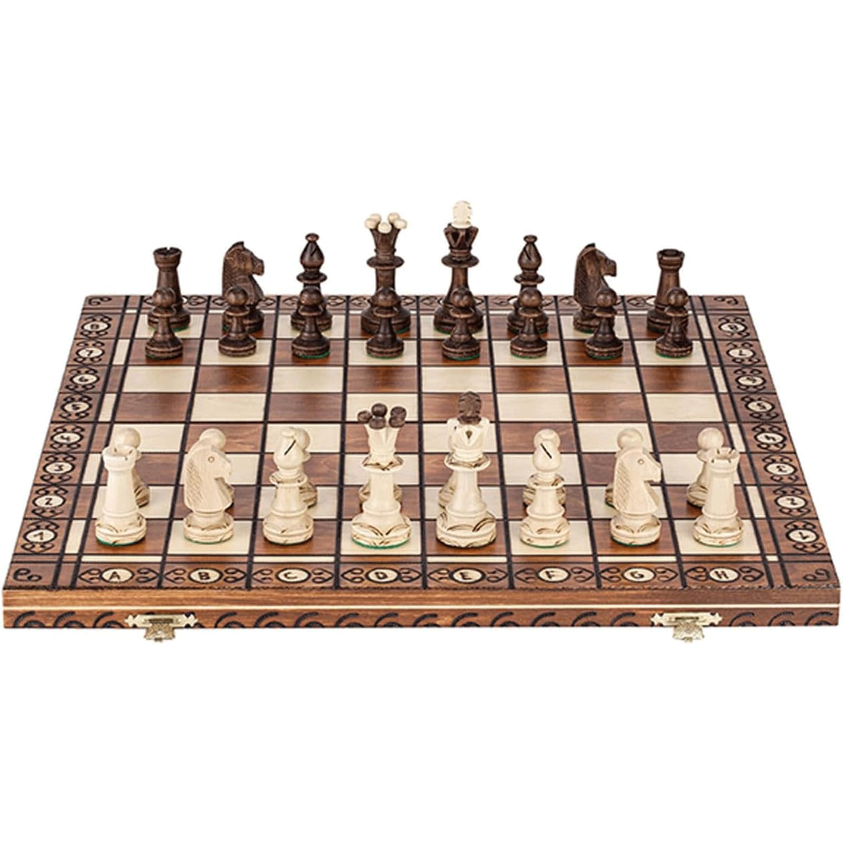 GAENZA New Professional Chess, Folding Wooden Chess Set with Chess Pieces and and Storage Slots, Board Games for Kids and Adults Toys