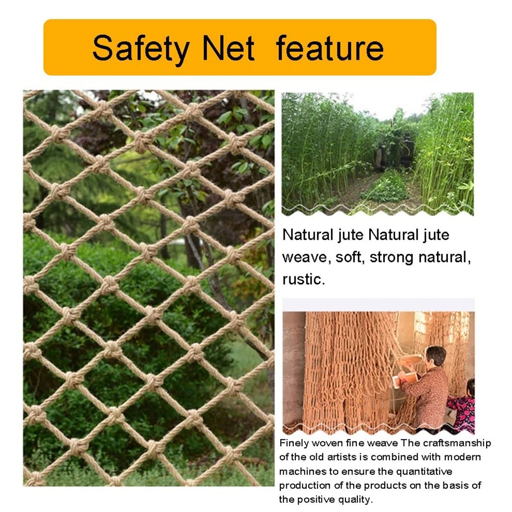 Decorative Jute Hemp Netting, Children Safety Rope Net Play Climbing Parrot Toys Background Wall (12mm Rope 20cm Hole)(12mm-18cm,3x10m)