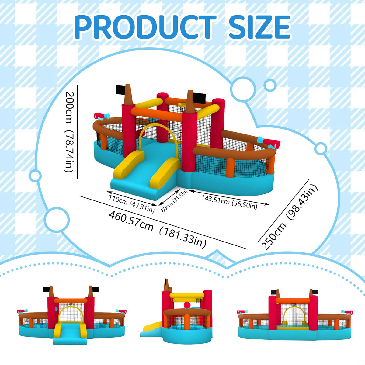 Inflatable Bounce House Bouncy Castle Ship Outdoor Playhouse for Kids 3-10