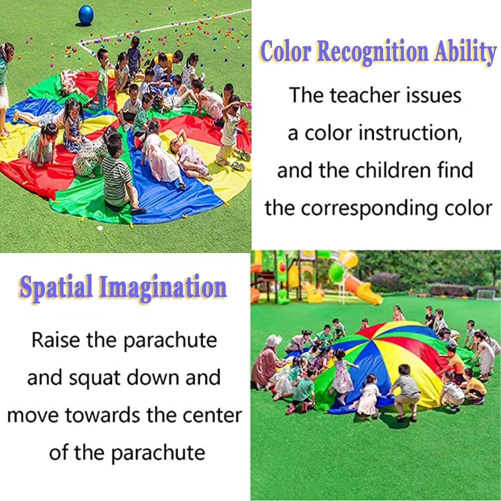 1-12M Kindergarten Rainbow Parachute Toy, Kids Balance Coordination Teamwork Game Gymnastics Parachute, Lightweight and Easy to Operate (Size : 11m/36.08ft)