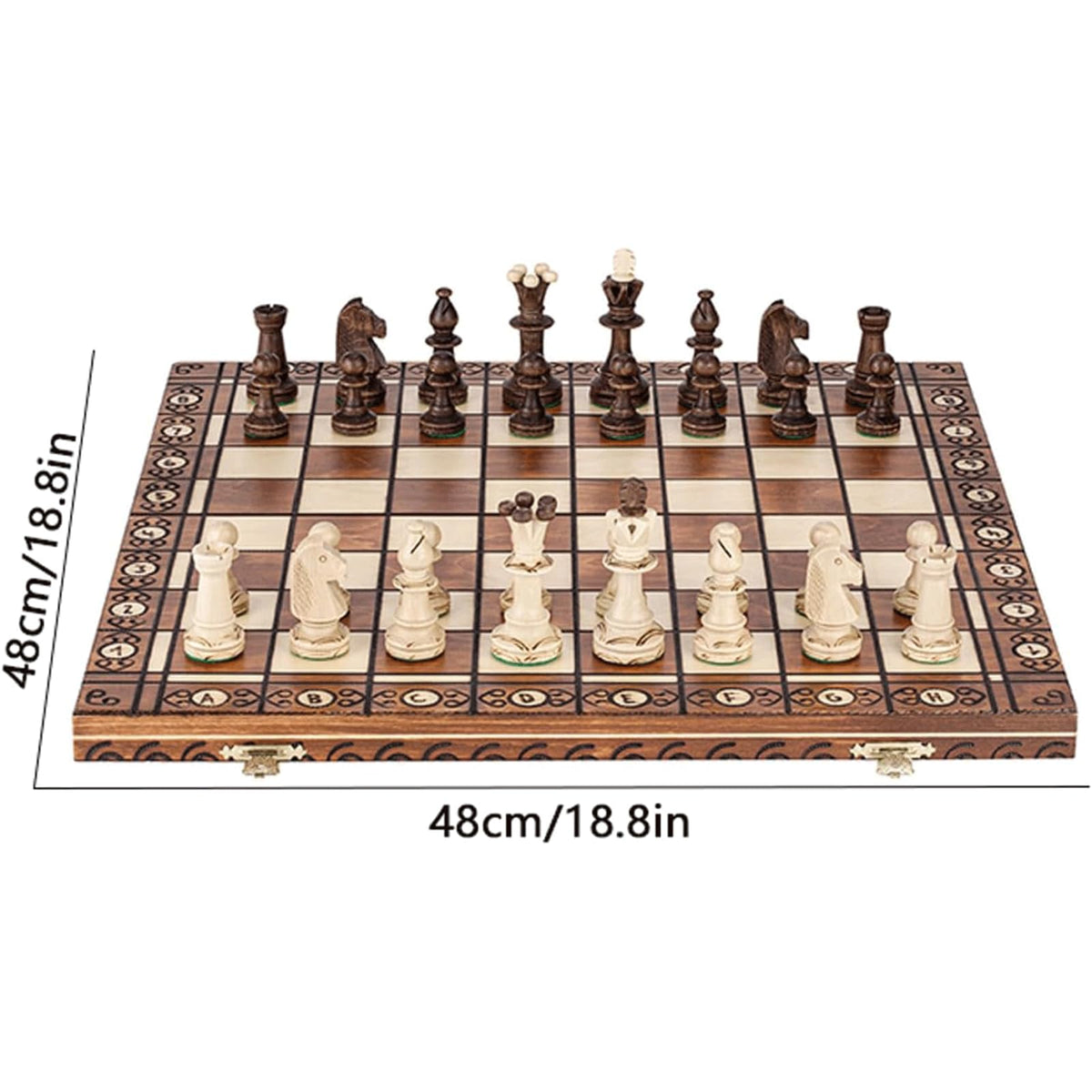 GAENZA New Professional Chess, Folding Wooden Chess Set with Chess Pieces and and Storage Slots, Board Games for Kids and Adults Toys