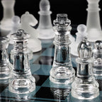 Crystal Glass Chess Portable Travel Chess Frosted Clear Chess Pieces Luxury Classic Interactive Game Educational Toy Gift Board Set (Size : Large)