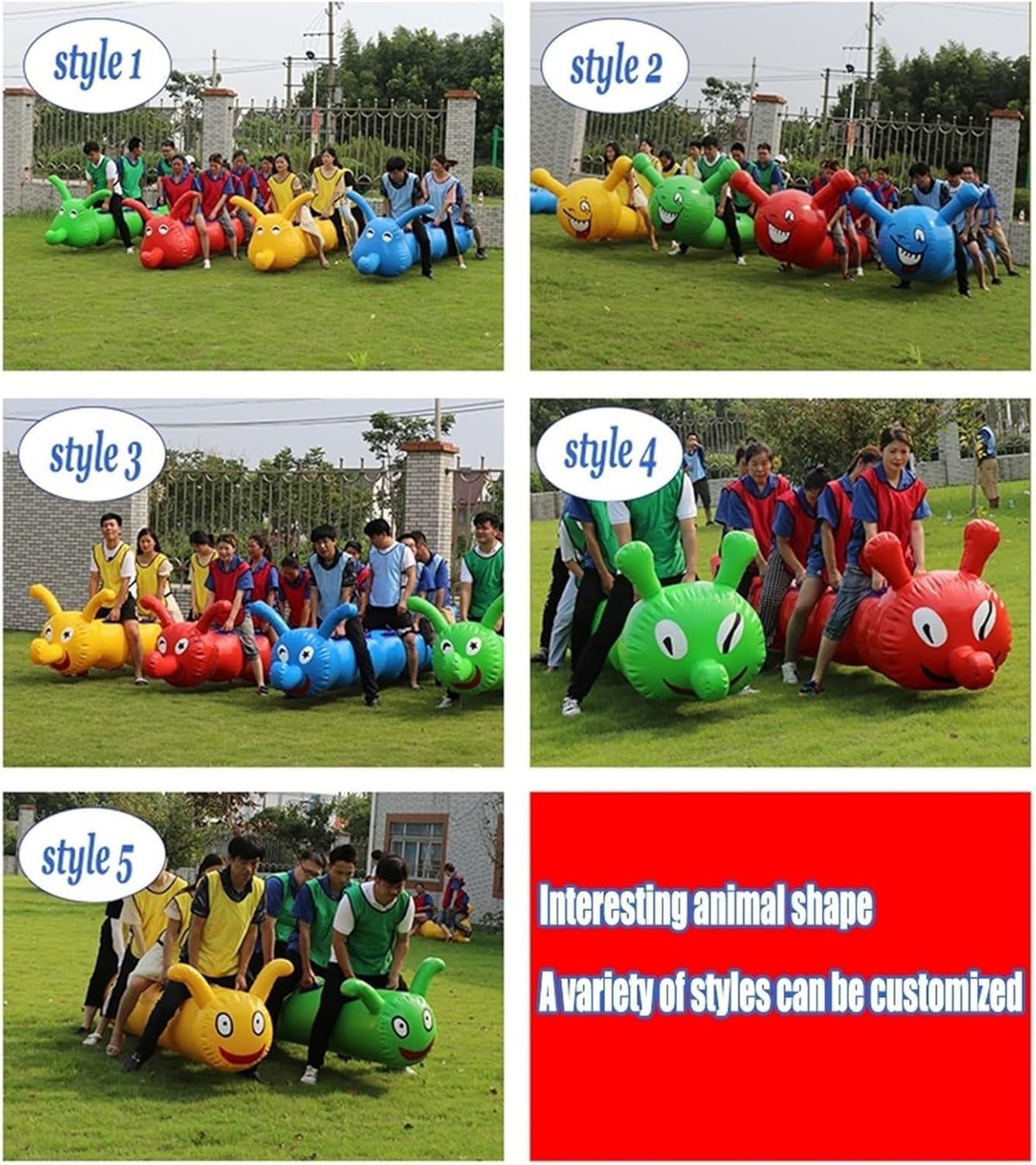 Fun Team Collaboration Competition Game Land Dragon Boat Inflatable Toy, 1-Piece Set(5 Seats)