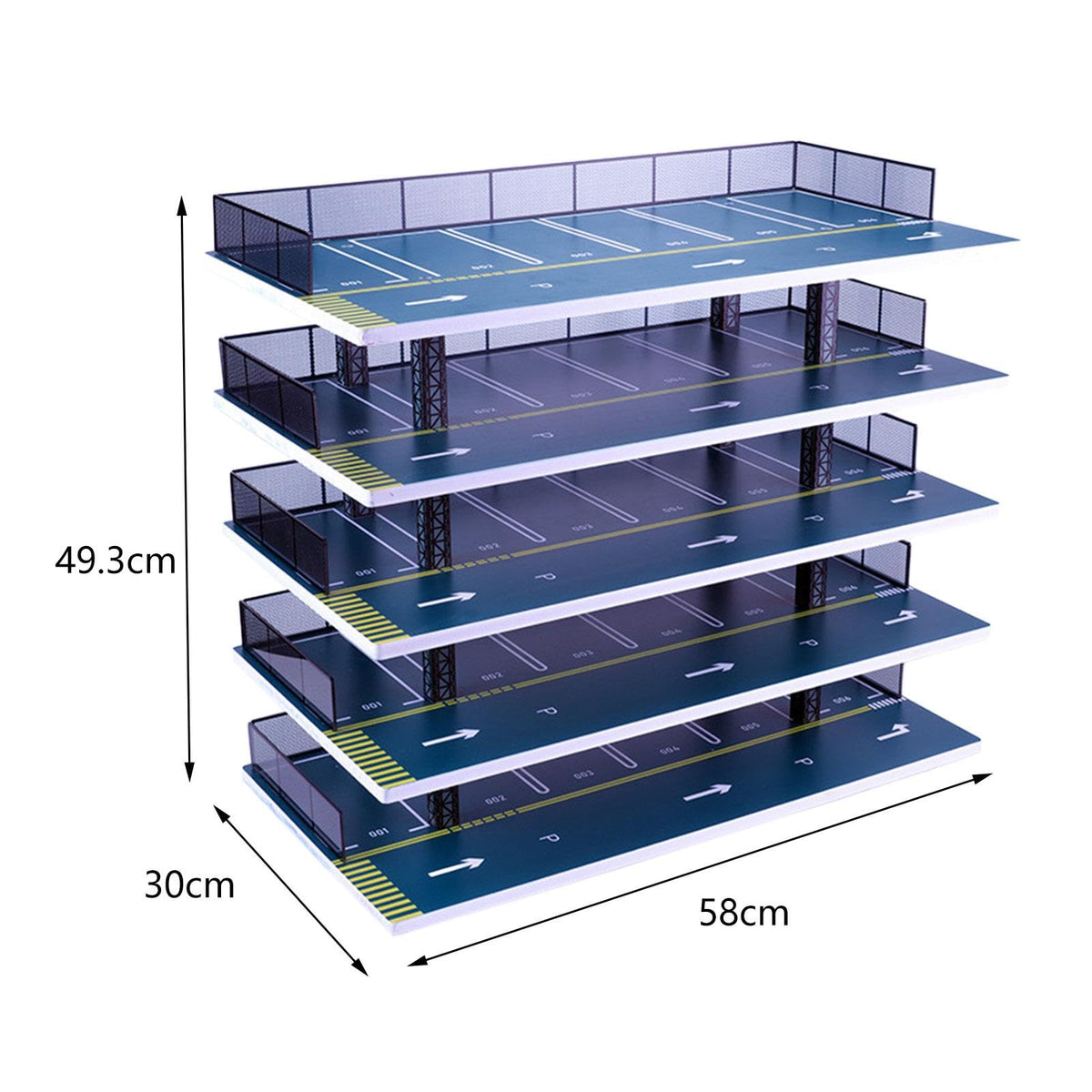 harayaa Car Model Display Case 1 32 Toy Car Display Cabinet Scenery Model Multilayers Parking Lot Model Scene Showcase 1/32 Model Car Parking Lot Desktop, 5 Layers