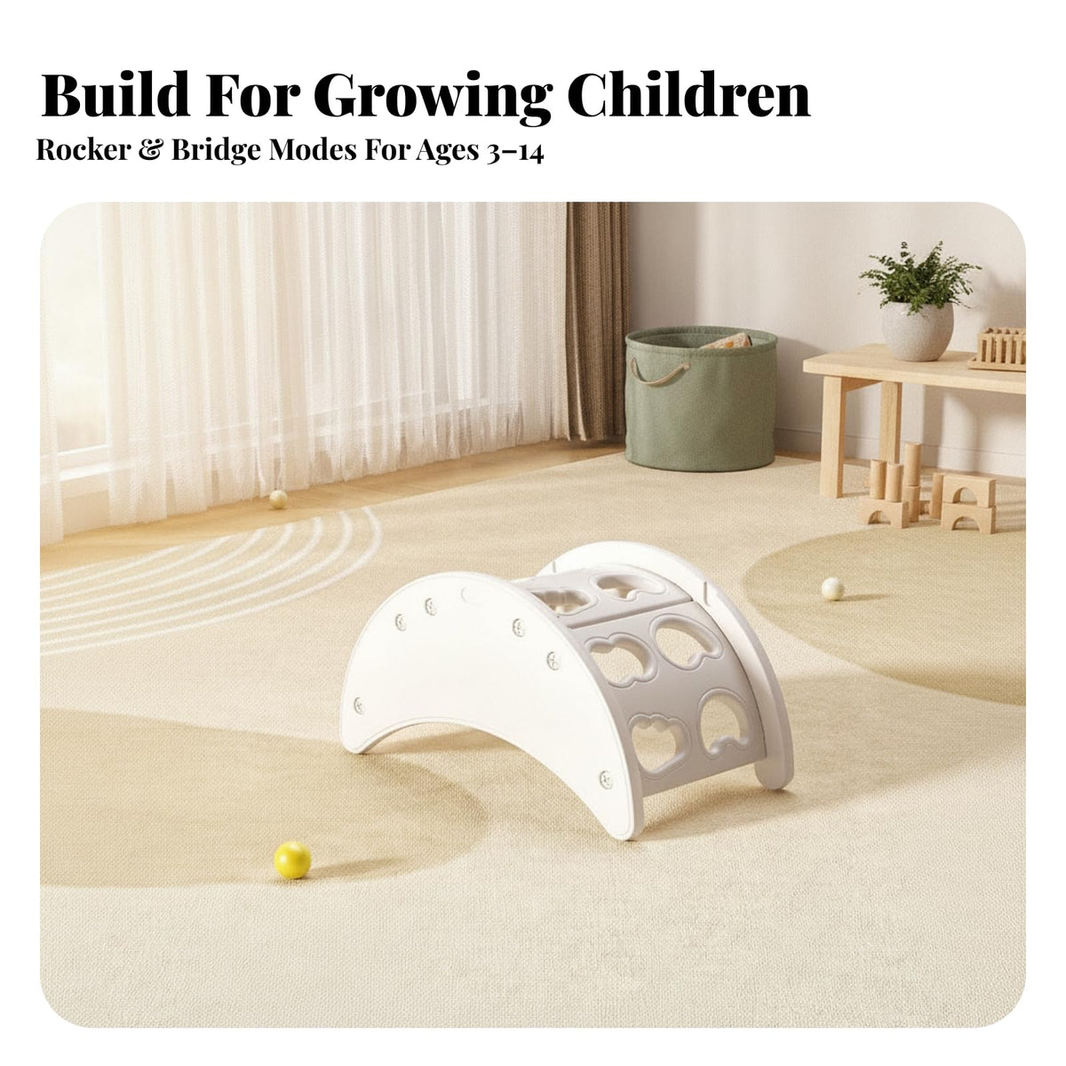 Compact ClimbingArch | Child-Friendly, Rocking Arch, Curved, Toy, for Playroom, Young Children, Kids, Yelloe