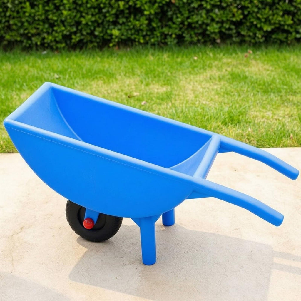 Childrens Molded Handcart Push Toy with Single Wheel and Deep Basin Sturdy Legs Easy Grip Handles for Lightweight Cart Suitable for Sandbox Activities, Yellow