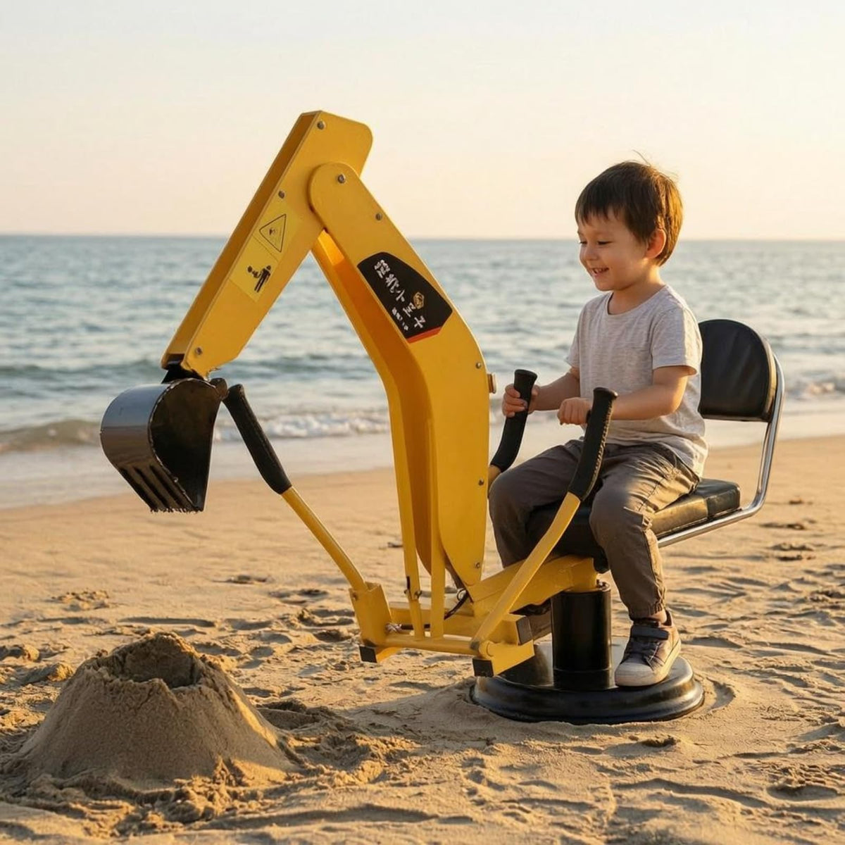 Children Sand Pedal Digger Construction Toy 360-Degree Rotation Metal Realistic Arm Suitable for Sandbox Play Imaginative Games