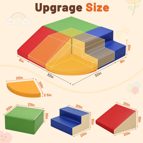 4-Pieces Climbing Toys for Toddlers (XL Size): PU Leather - Soft Play Climbing for Toddlers - Extra Large Foam Climbing Blocks for Crawling and Sliding Indoor Playground for Kids