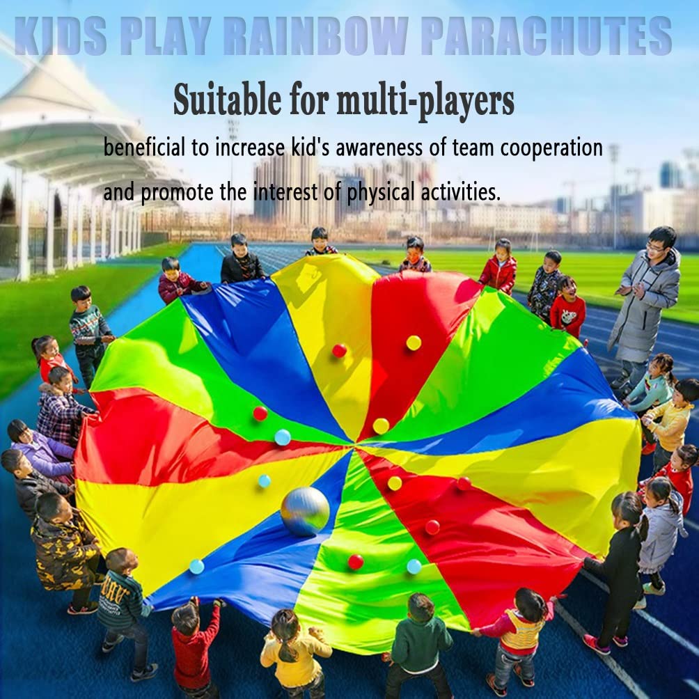 1-12M Kindergarten Rainbow Parachute Toy, Kids Balance Coordination Teamwork Game Gymnastics Parachute, Lightweight and Easy to Operate (Size : 11m/36.08ft)