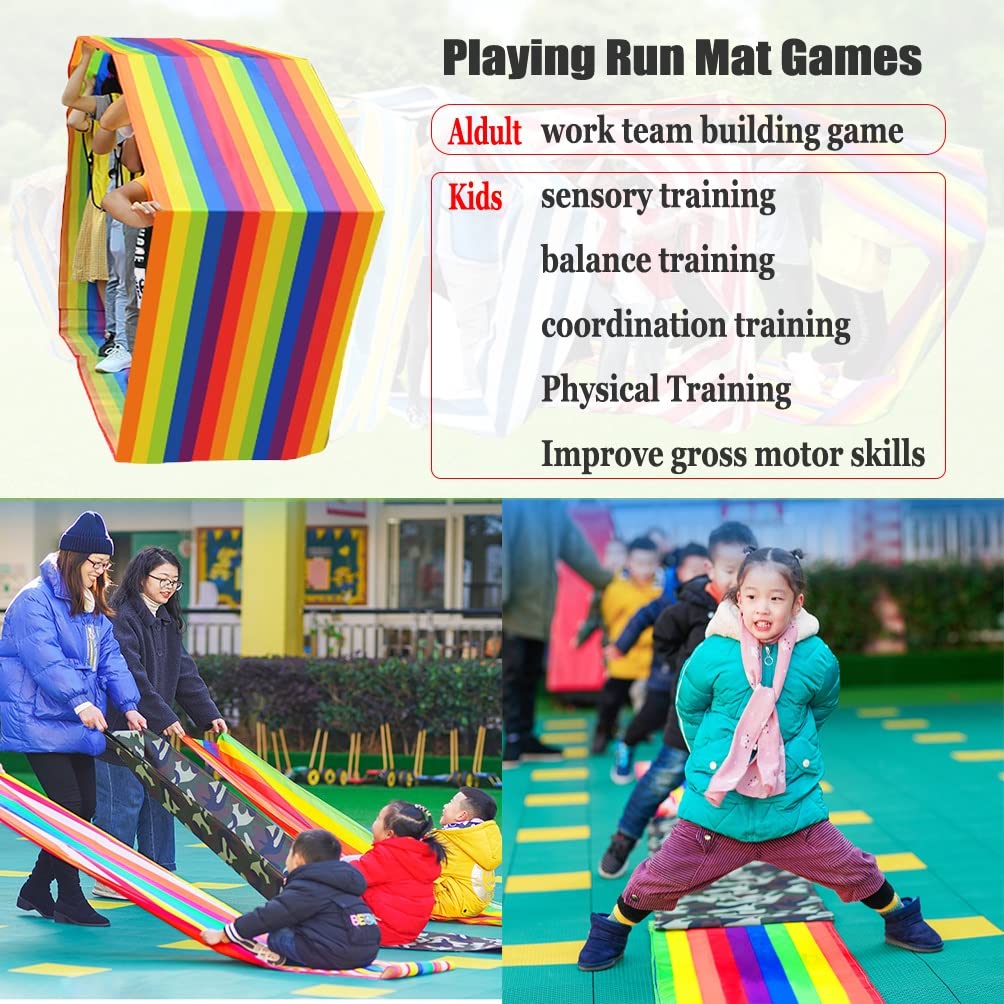 2 PCS Colorful Oxford Cloth Game Running Mat，Kids Crawler Racing Toy for Kindergarten School Teamwork Group Learning Activity Games (Size : Adult-20M)