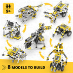 Engino: Discovering STEM - Robotics: Mini ERP 2.0-8 Robot Models, Toy Brick Building Set, Motorized, Snap-Fit, Coding-Programing Experiments, Kid 9+