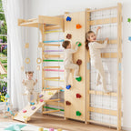 BlueWood 9-in-1 Swedish Ladder Rock Climbing Wall for Kids, Rainbow