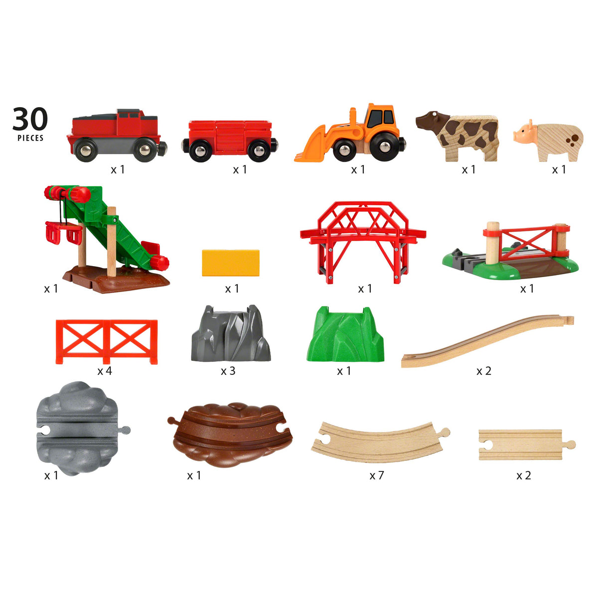 BRIO 33984 Animal Farm Train Set and 33402 Expansion Pack Intermediate - Wooden Toy Train Sets for Kids | Motor Skill Development | FSC-Certified