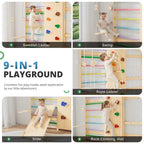 BlueWood 9-in-1 Swedish Ladder Rock Climbing Wall for Kids, Rainbow